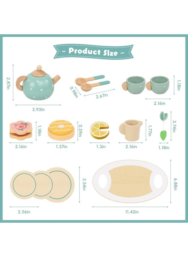 كابسترو طقم شاي خشبي للأطفال - مجموعة ألعاب حفلة شاي تخيلية مع إبريق شاي وأكواب وصينية | لعبة اجتماعية تعليمية خالية من الشاشات ومناسبة للعب الأدوار في مرحلة ما قبل المدرسة للأطفال من سن 3 سنوات فما فوق - طقم شاي باللون الأزرق الفاتح - Image 5